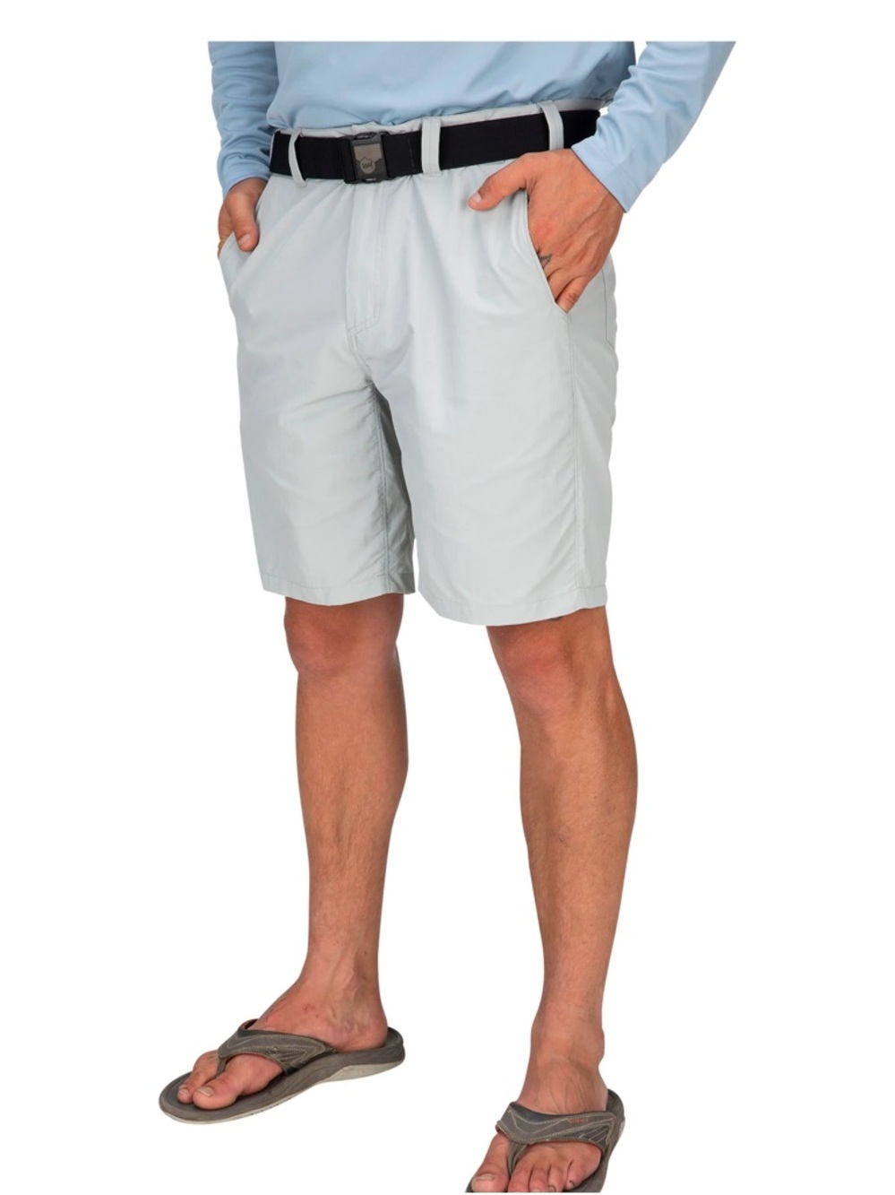 Simms Superlight Fishing Hiking Shorts Men’s 34 Oyster Gray UPF 50